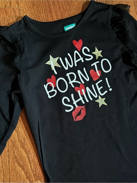 365Kids Other - 365 Kids Black 'Was Born to Shine' Long Sleeve Graphic Top